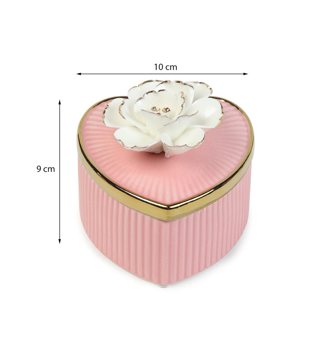 Lovebloom Heart Porcelain Trinket Box with Gold Edge view 3
