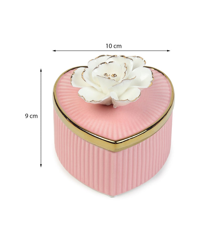 Lovebloom Heart Porcelain Trinket Box with Gold Edge view 3
