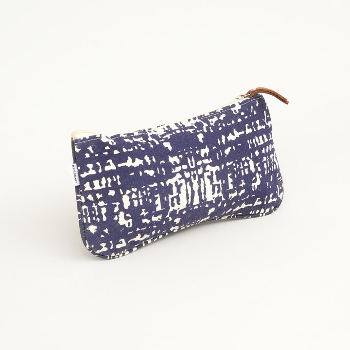 Navy Abstract Print Canvas Zipper Pouch, View 3
