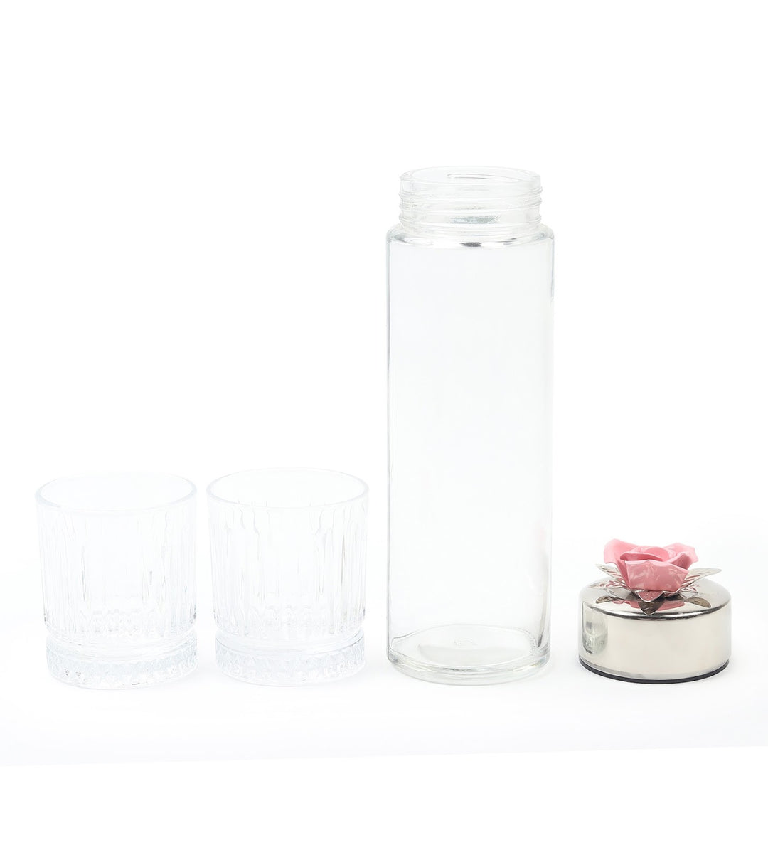 Petal Eclat Glass Water Bottle and Glass Set Pink view 5