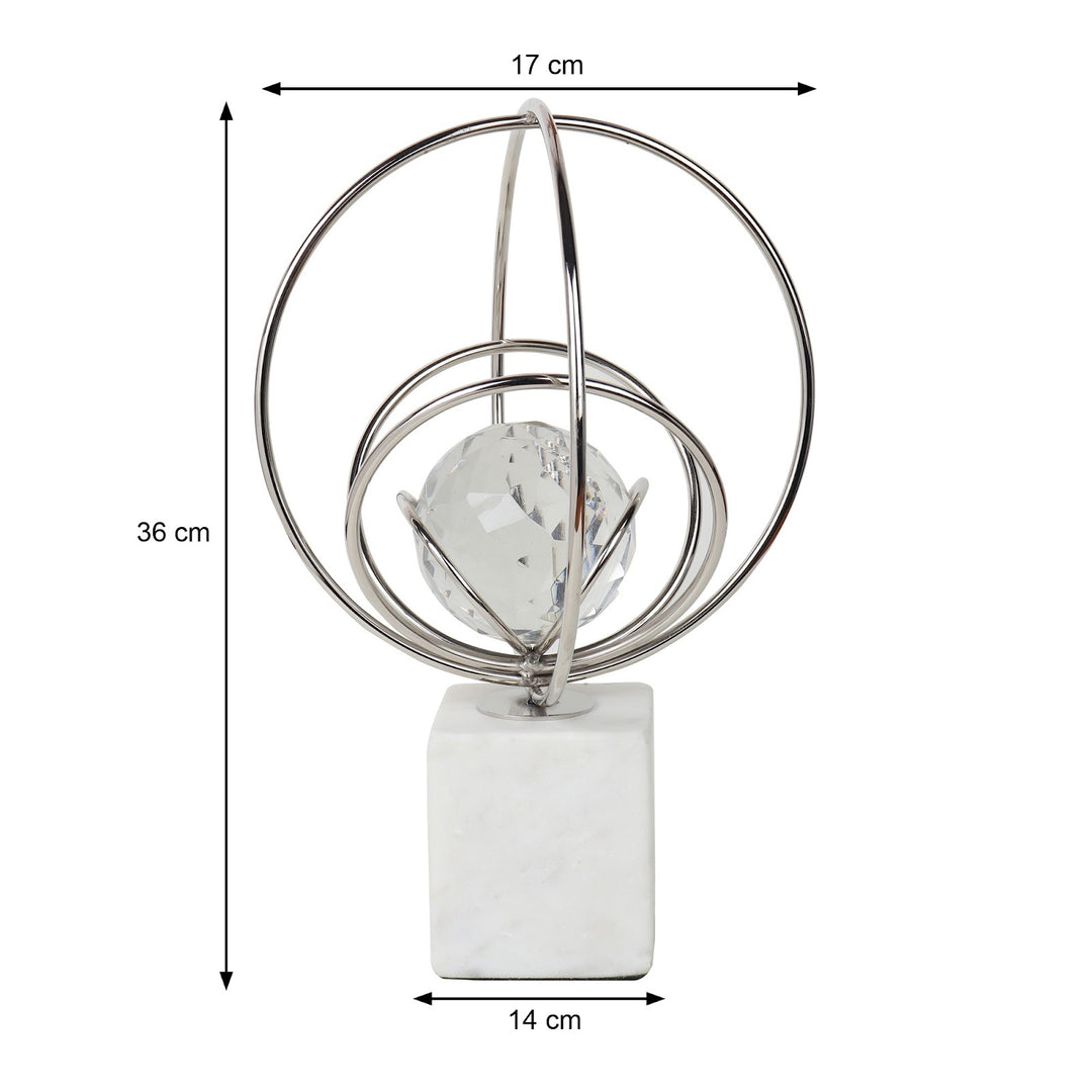 Expobazaar Elysian Silver Rings Crystal Ball Sculpture