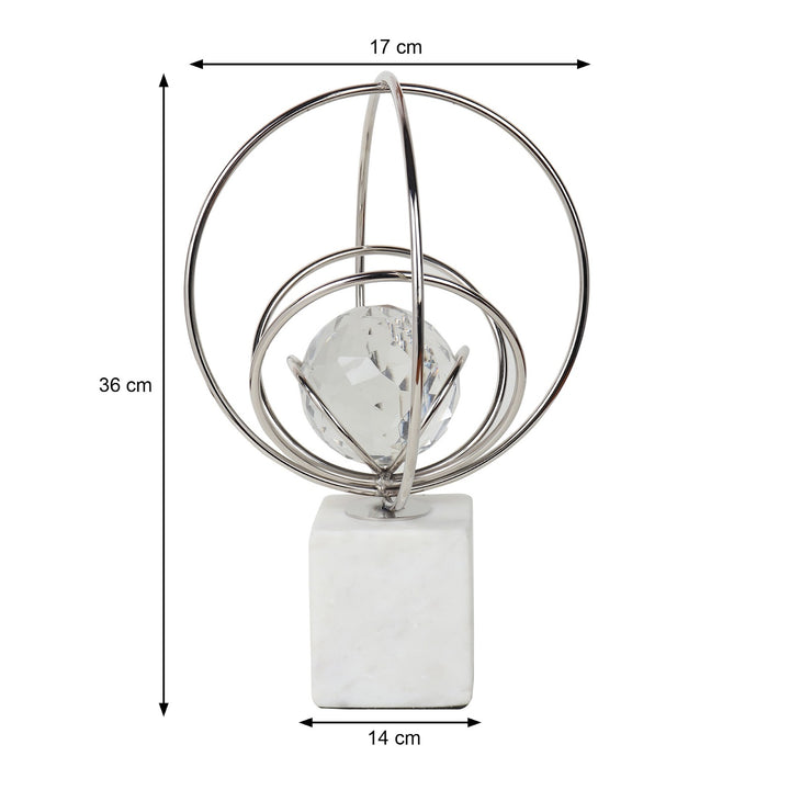 Expobazaar Elysian Silver Rings Crystal Ball Sculpture