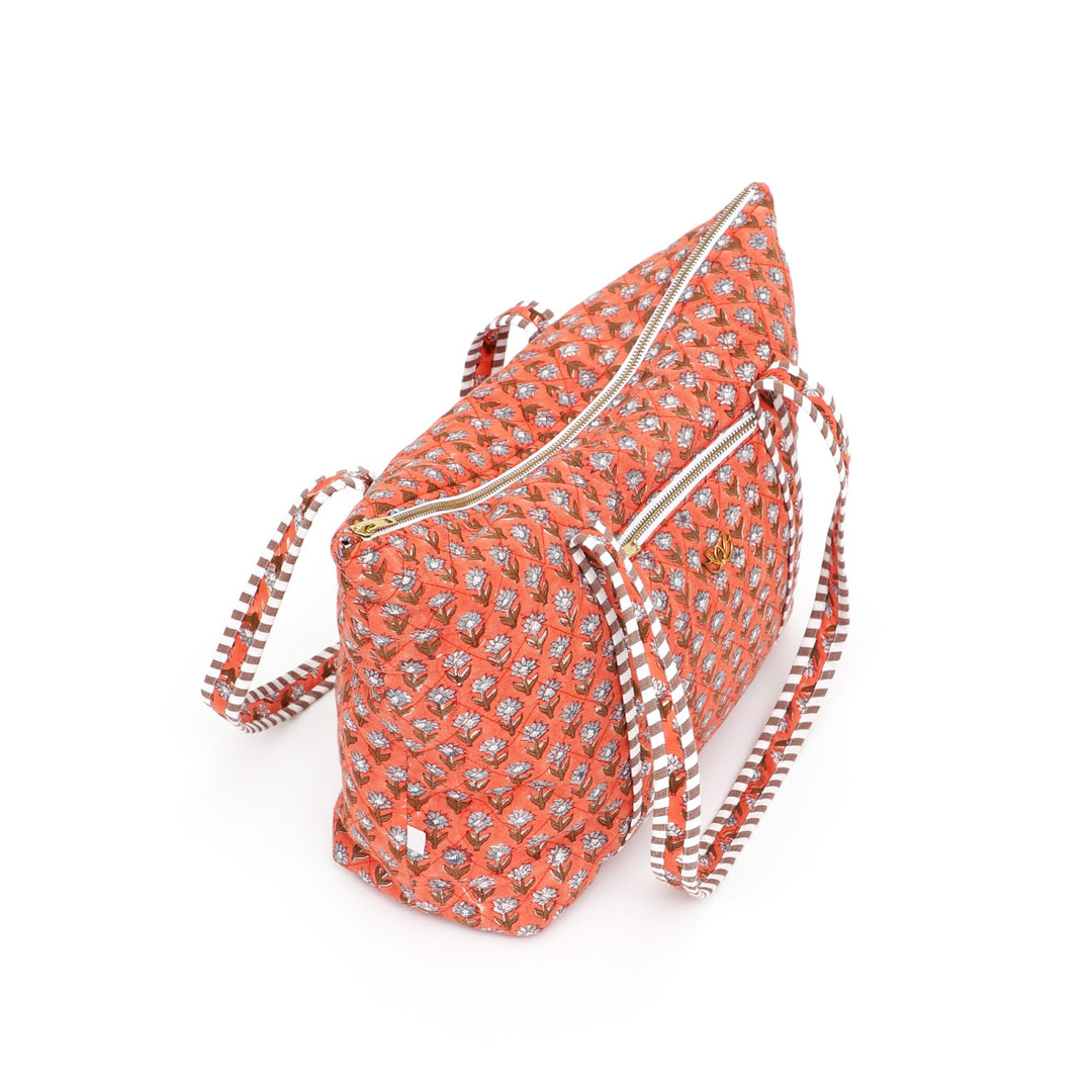 Quilted Travel Bag with Potli Pouch, Peach, view 3