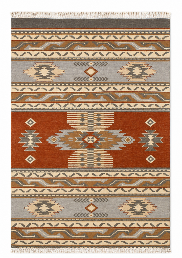 Multicolour handwoven wool kilim rug by Expobazaar
