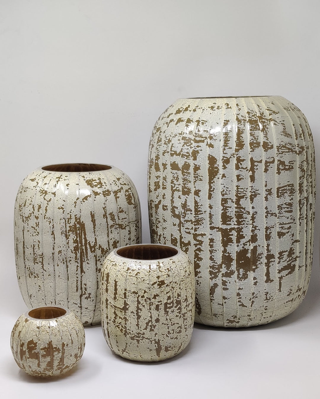 Expobazaar Crackled Brown Clay Glass Candle Holder