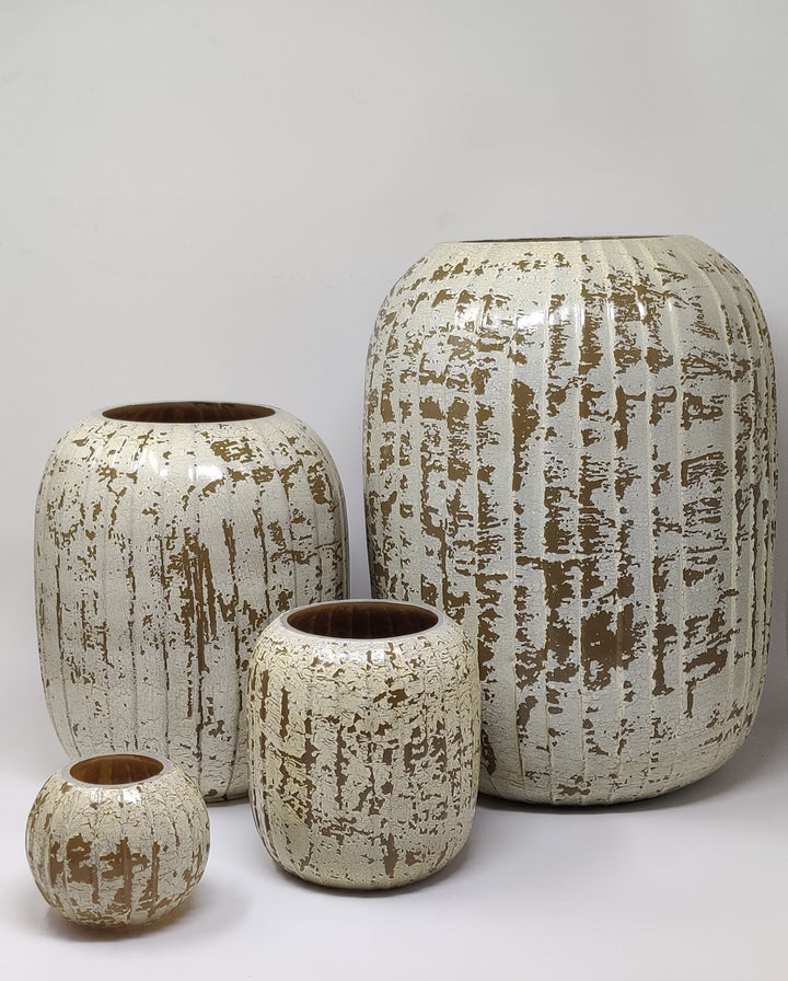 Expobazaar Crackled Brown Earthy Clay Glass Vase