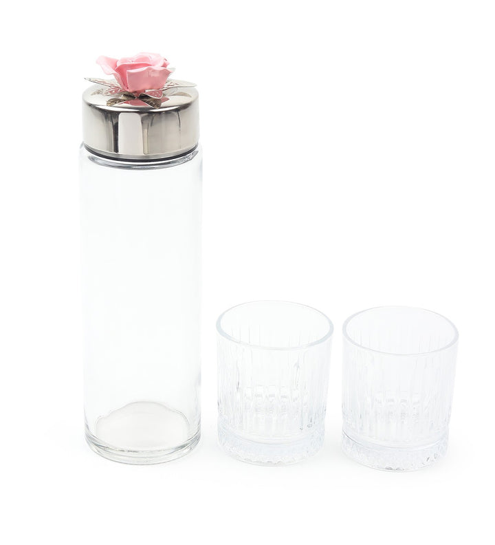 Petal Eclat Glass Water Bottle and Glass Set Pink view 7
