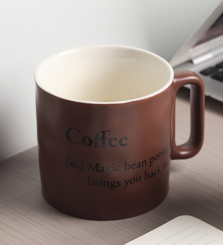 Quip Ceramic Coffee Mug with Playful Inscription Brown view 1