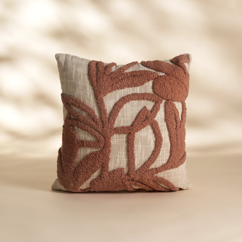 Copper Botanical Tufted Cotton Cushion, View 2