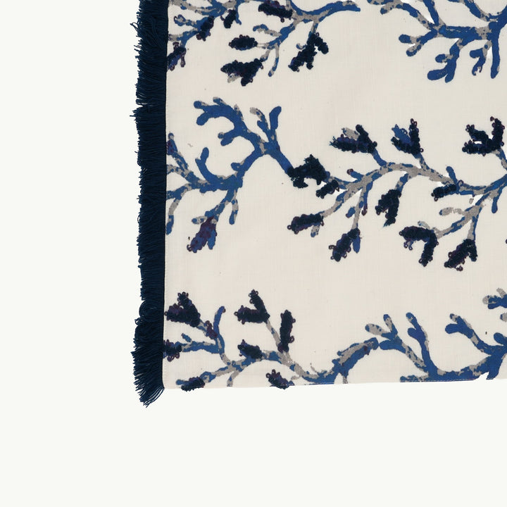 Blue Botanical Branch Cotton Table Runner, View 4