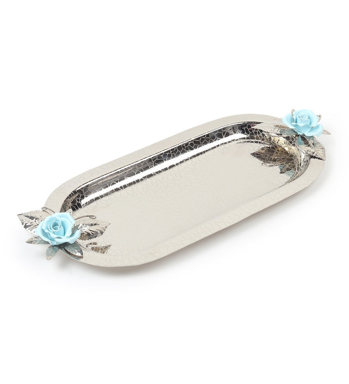 Petal Eclat Oval Stainless Steel Serving Tray Blue view 4