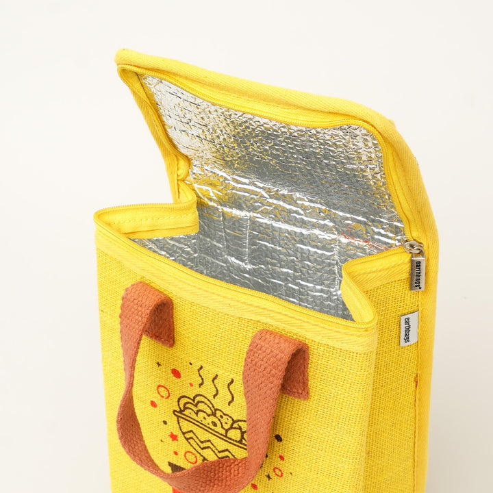 Insulated Jute Lunch Bag, Family and Friends