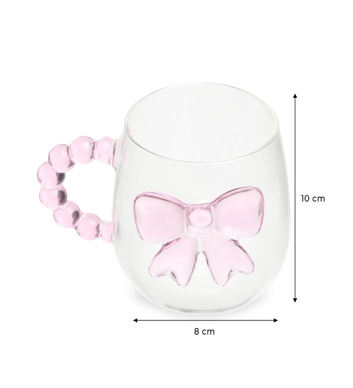 Pearlie Bow Clear Glass Mug with Pearl Handle view 3