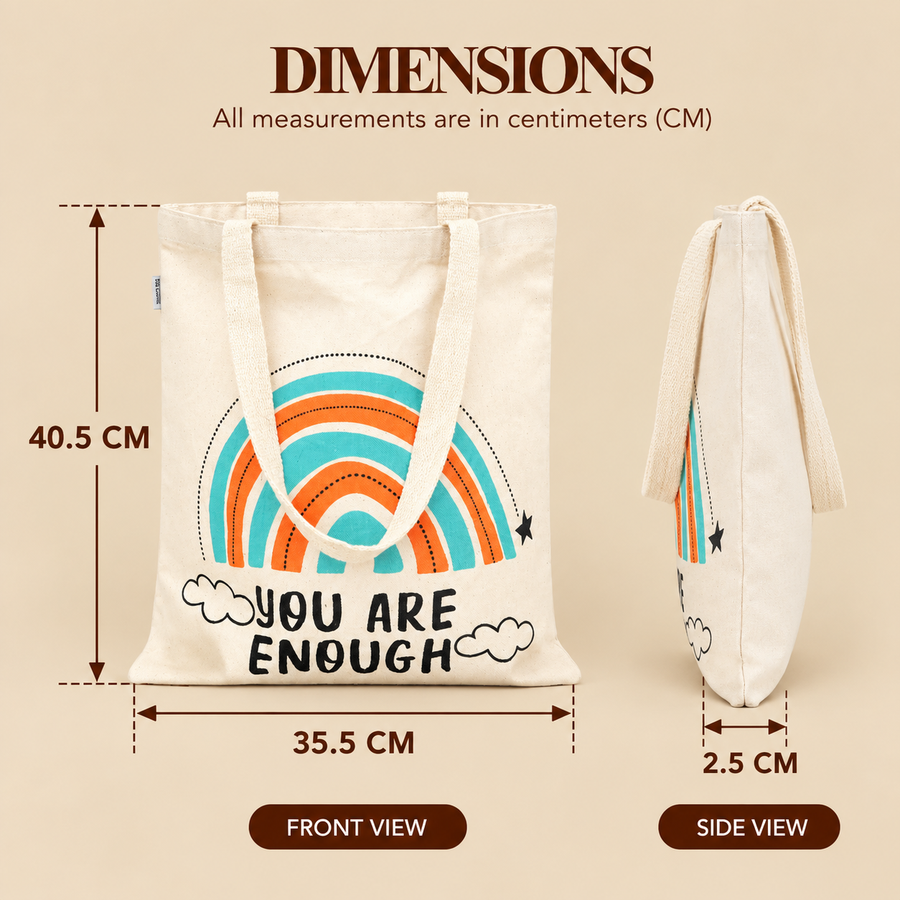 You Are Enough Print Canvas Tote Bag