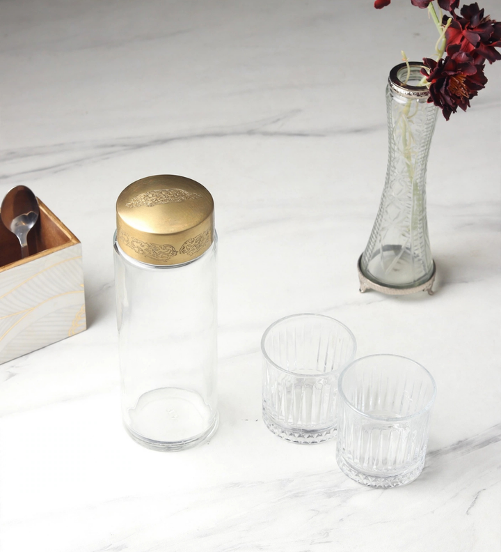 Elixir Prism Diamond Cut Glass Bottle and 2 Glasses Set view 2
