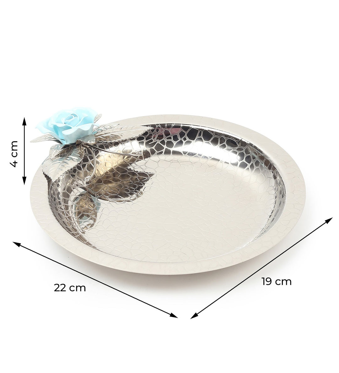 Petal Eclat Round Stainless Steel Serving Plate Blue view 3