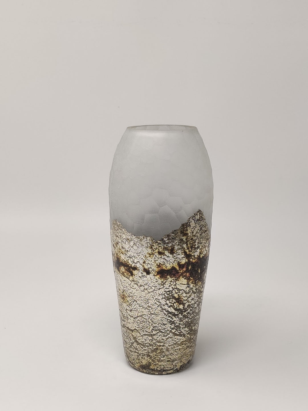 Expobazaar Silver Wavy Chisel Cut Glass Vase