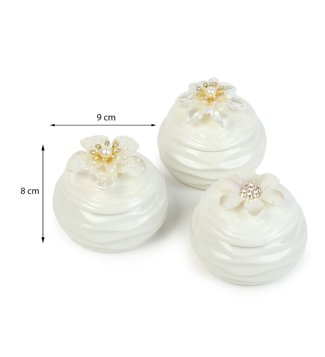 Laceflower Porcelain Trinket Box Set with Lace Petals view 3
