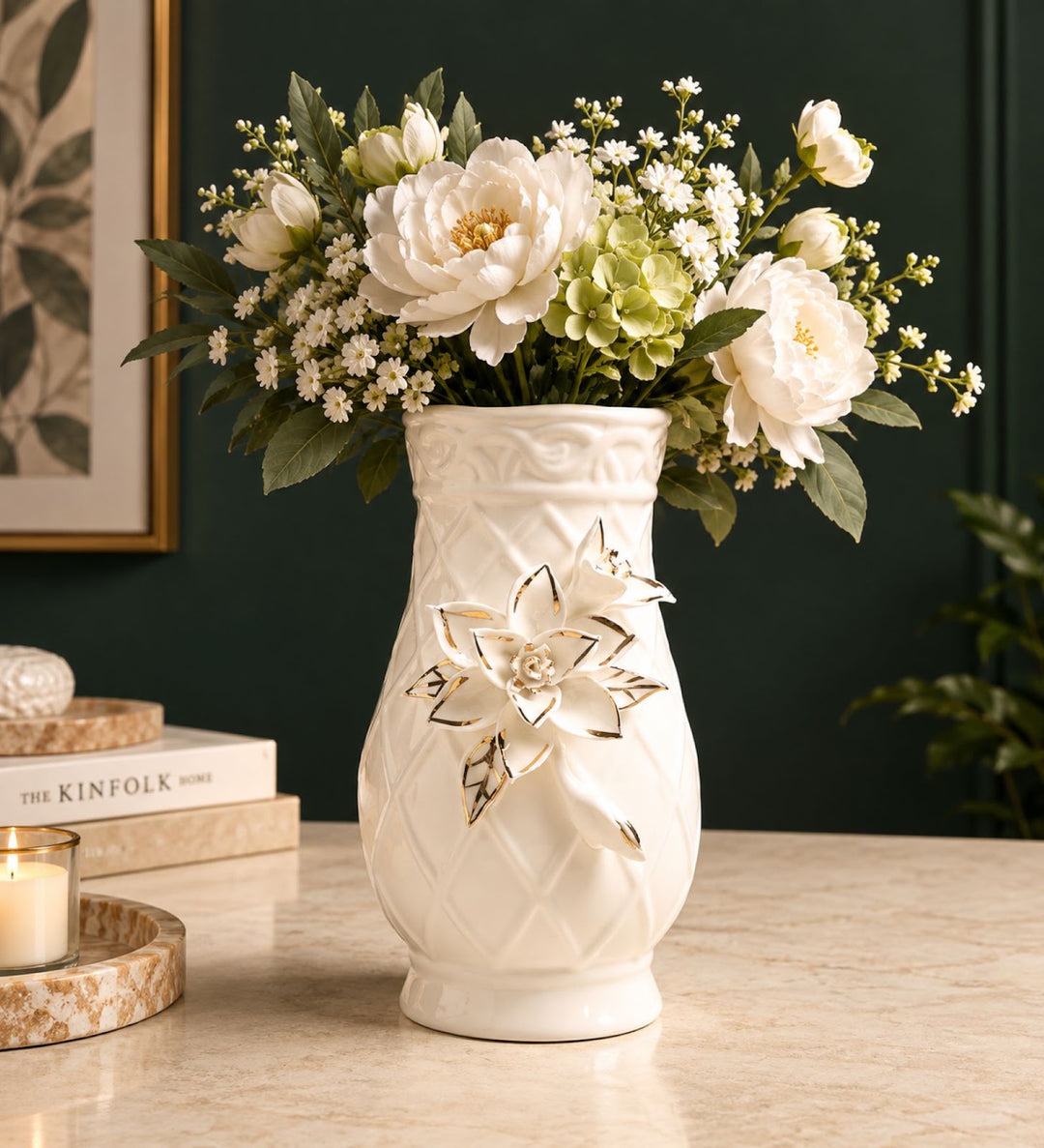 Margaux Fleur Sculpted Bloom Porcelain Vase view 2