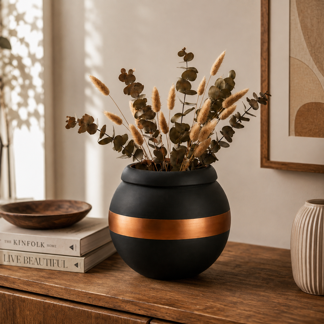 Glass Flower Vase, Black