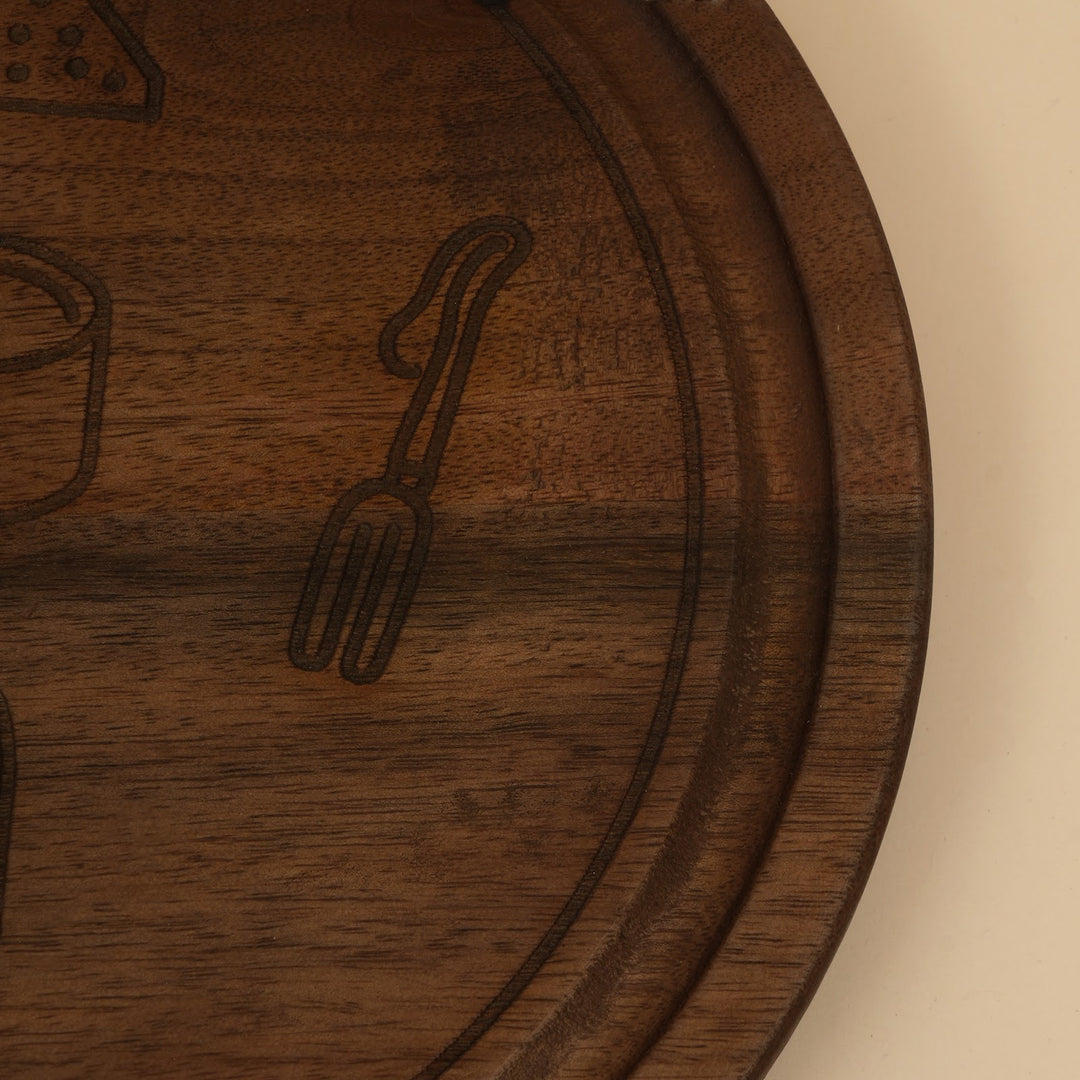Etched mango wood cheese serving board
