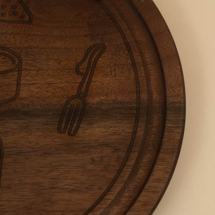 Etched mango wood cheese serving board