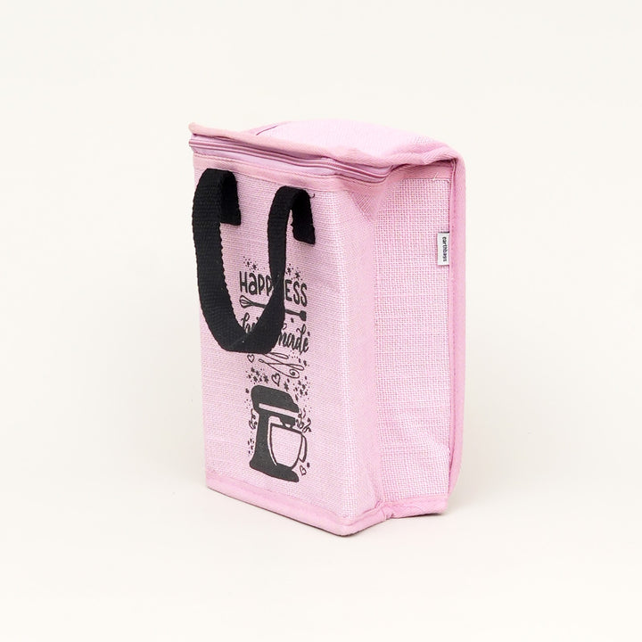 Insulated Jute Lunch Bag, Happiness Is Homemade, View 3