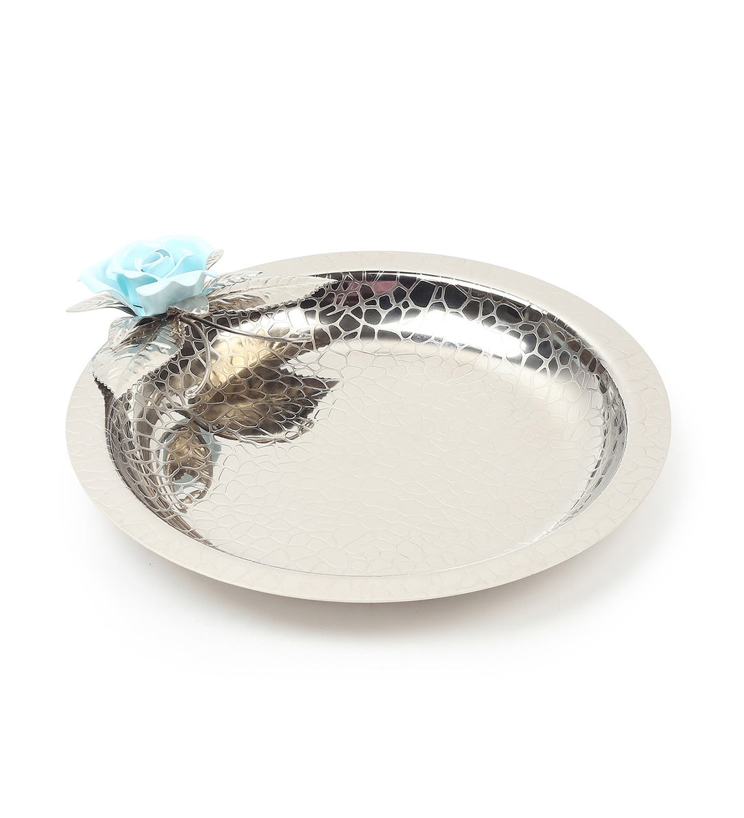Petal Eclat Round Stainless Steel Serving Plate Blue view 5