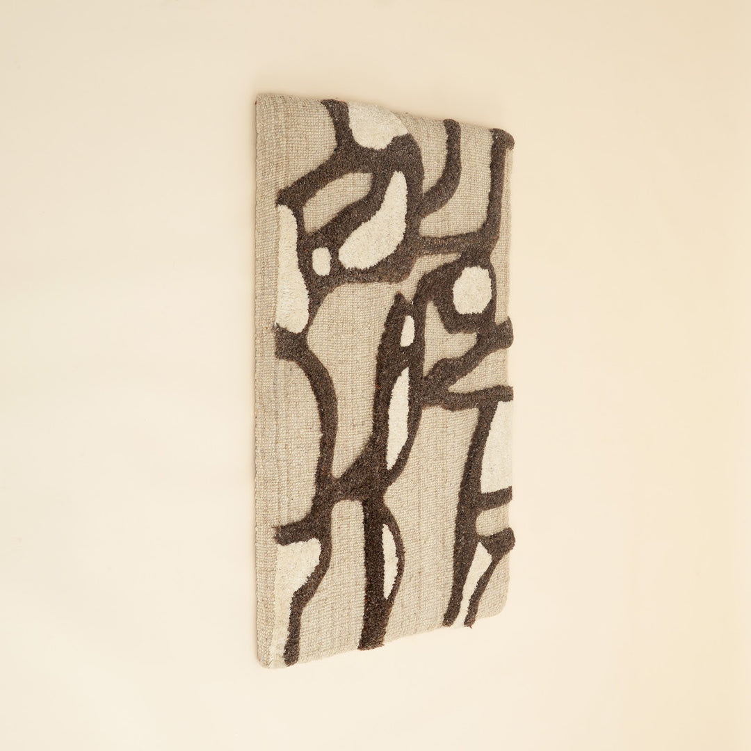 Abstract Tufted Wool Wall Art, Brown, View 2