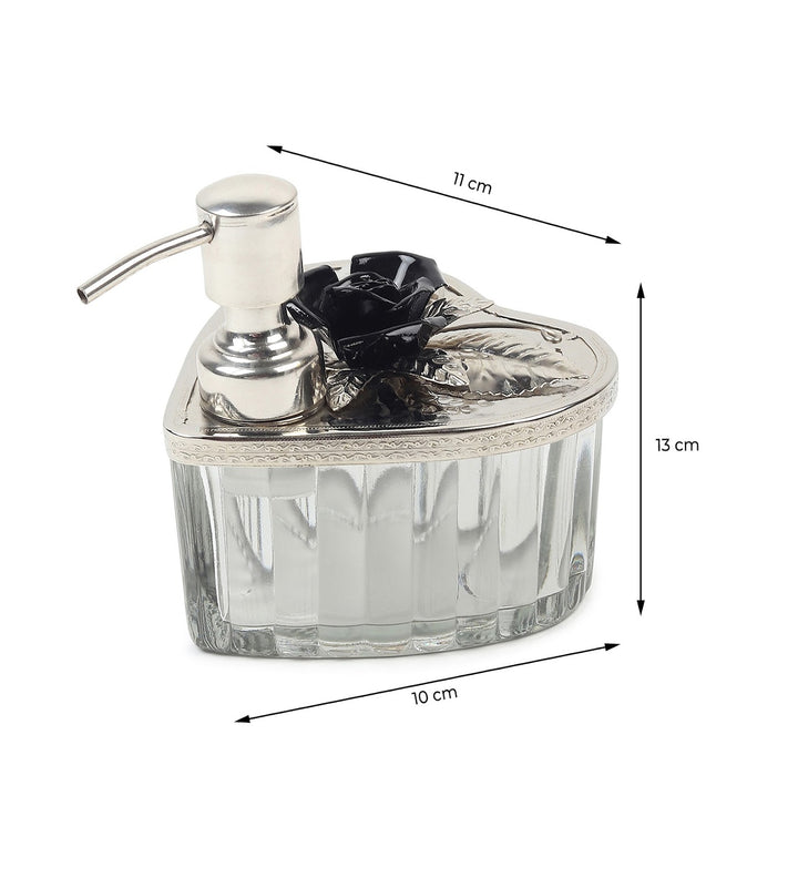Petal Eclat Soap Dispenser with Floral Bloom Accent Black view 3