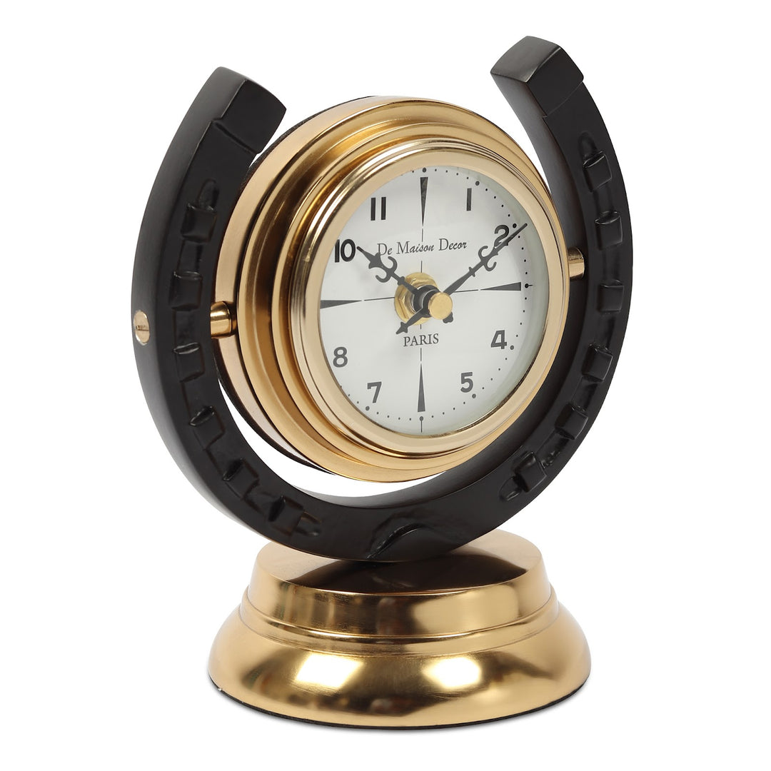 Expobazaar Equestrian Table Clock in Gold