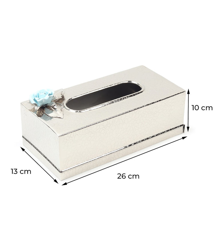 Petal Eclat Stainless Steel Tissue Box Holder Blue view 3