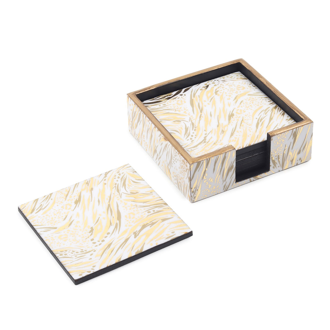 Expobazaar Zivra Gold Coaster Set of 6