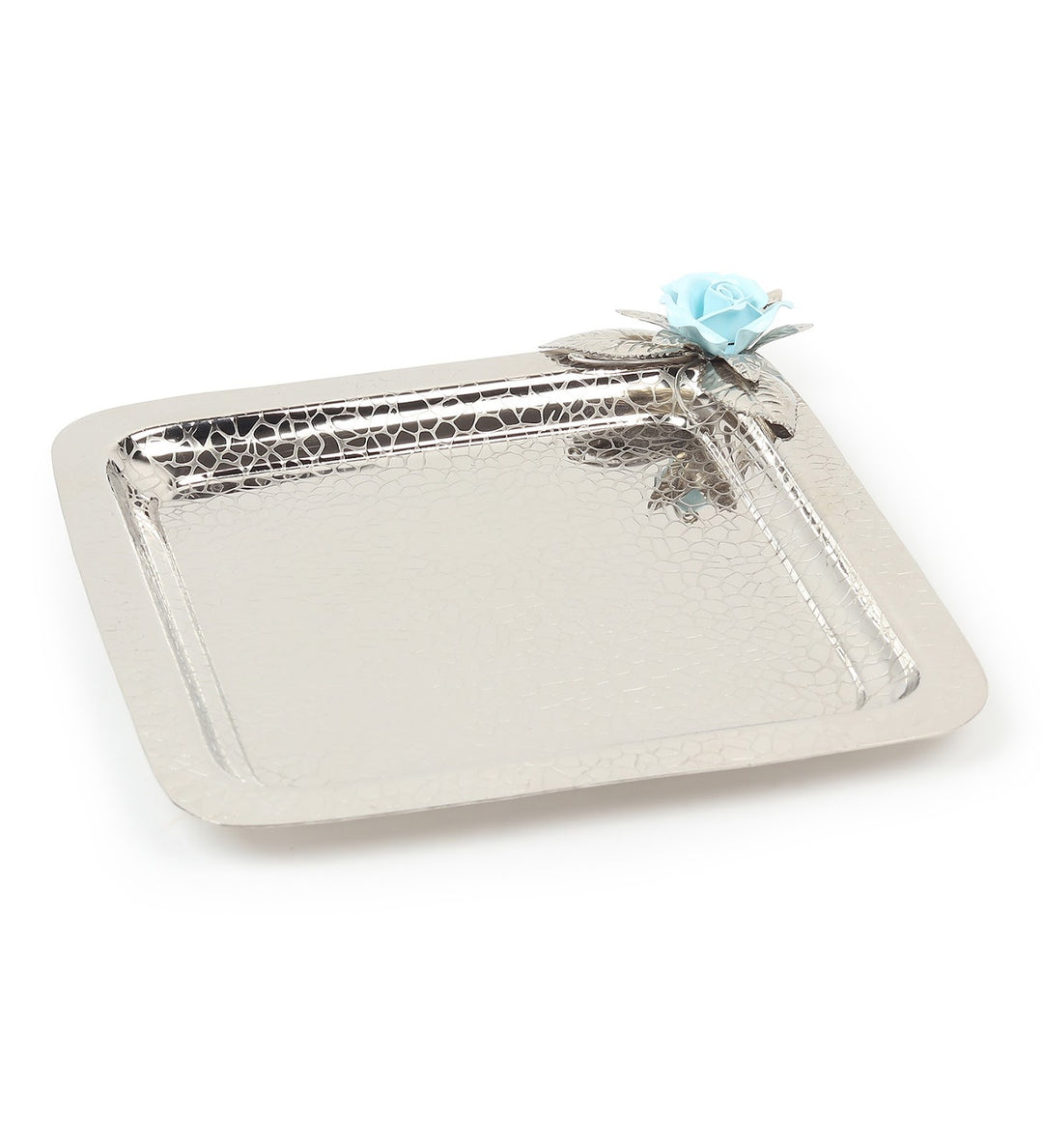 Petal Eclat Square Stainless Steel Serving Tray Blue view 5