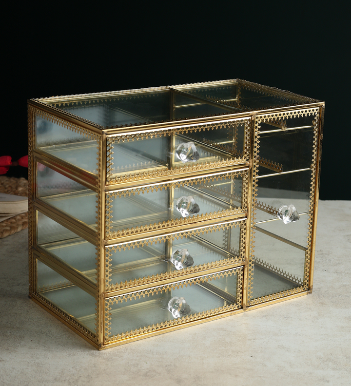 Arden Glass and Metal Cabinet Jewellery Box view 1