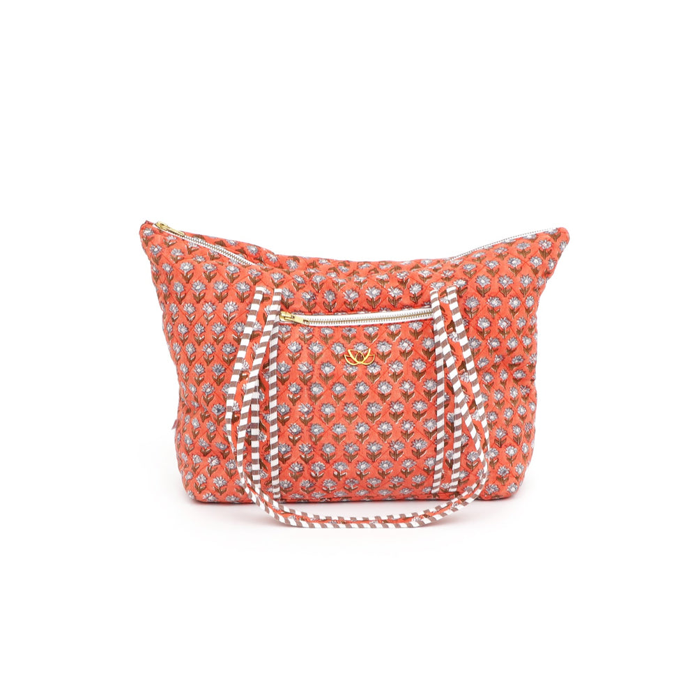 Quilted Travel Bag with Potli Pouch, Peach, view 2