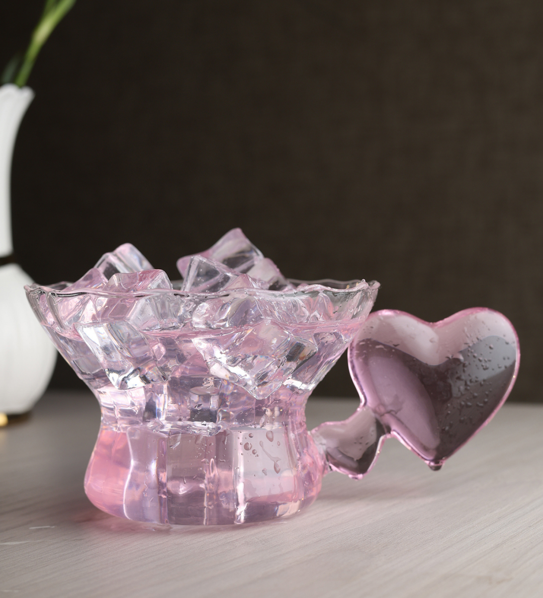 Amour Spiral Glass Cup with Pink Heart Handle view 2