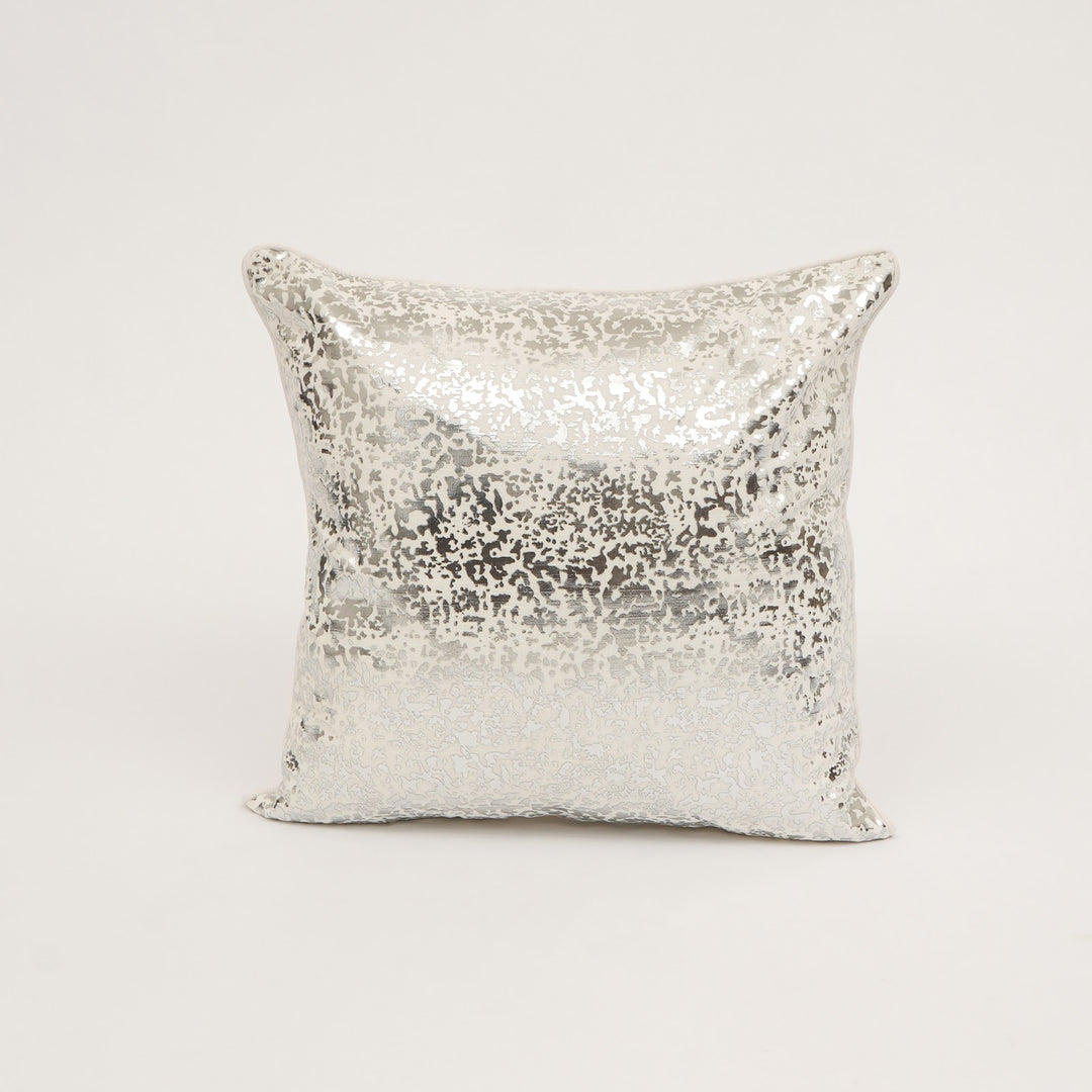 Silver Foil Print Cotton Slub Cushion Cover, View 3