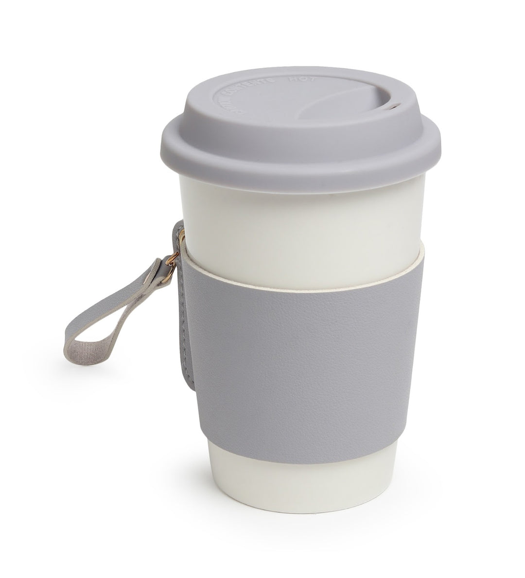 Brewster Ceramic Coffee Tumbler with Leather Wrap Grey view 5