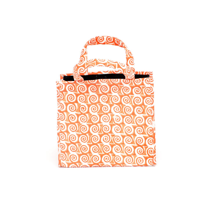 Insulated Cotton Lunch Bag Set of 2, Orange Paisley Spiral, view 4