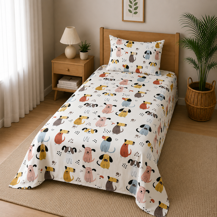 Kids Whimsical Animal Print Bedsheet
