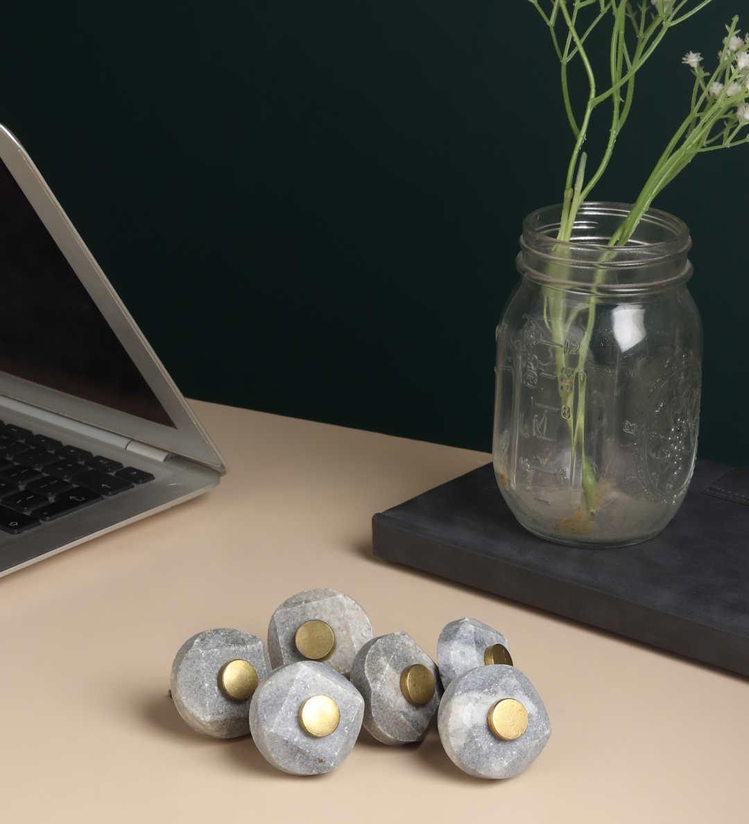 Slate Natural Marble Cabinet Knobs Set of 6 view 1