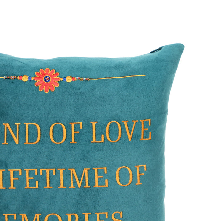 Sibling Quote Velvet Cushion 41 x 41 cm, Bond of Love, view 2