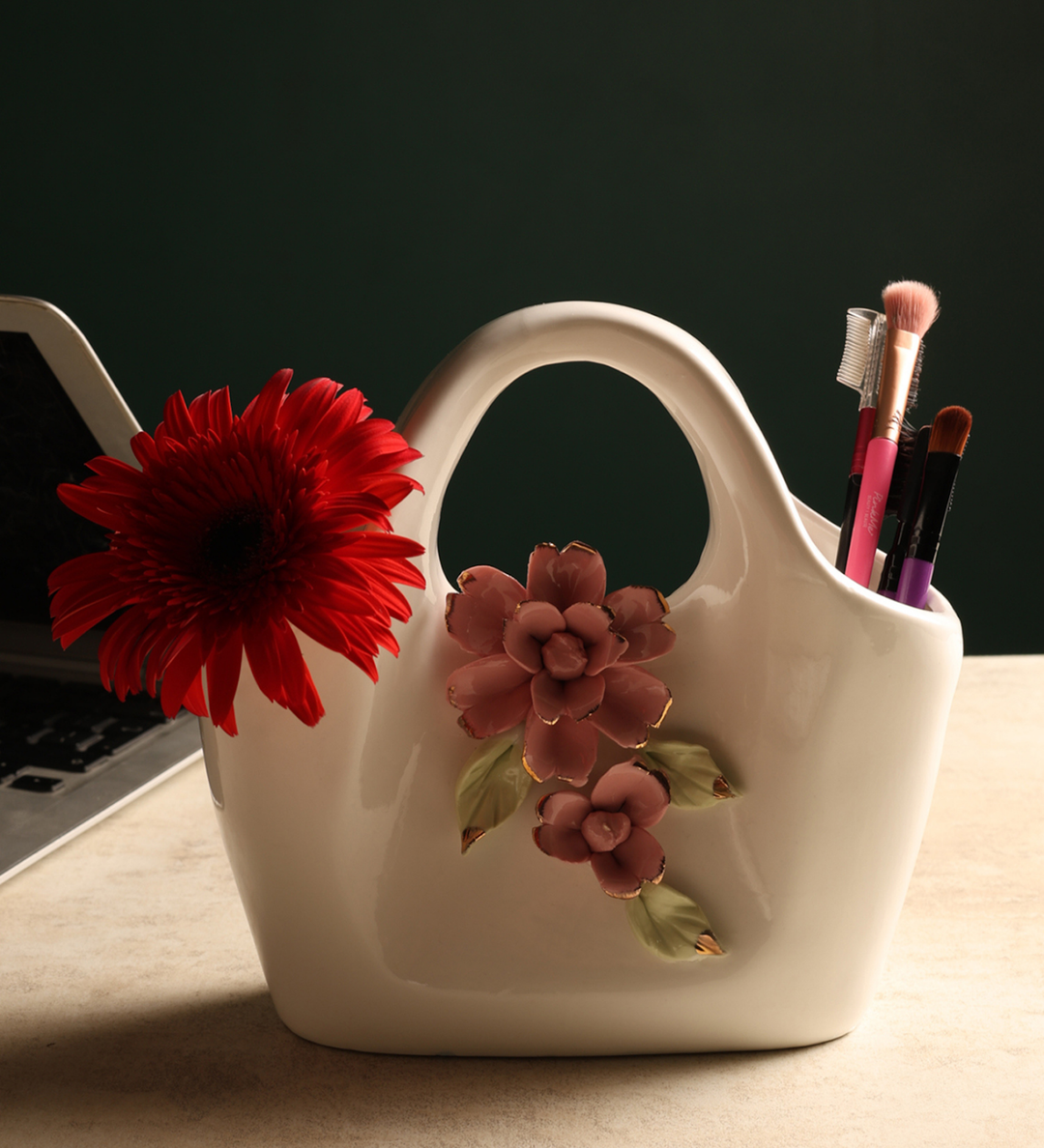 Handbag Fleur Porcelain Flower Vase White view 2