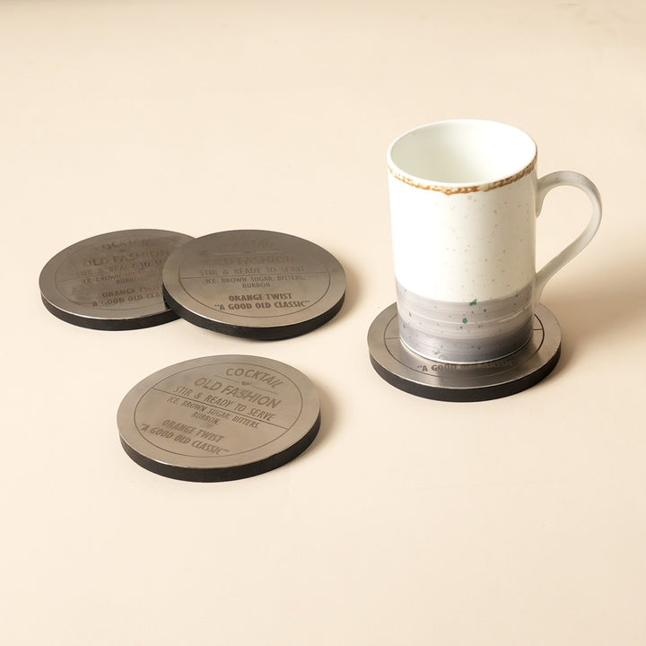 Metal and wood cocktail coasters