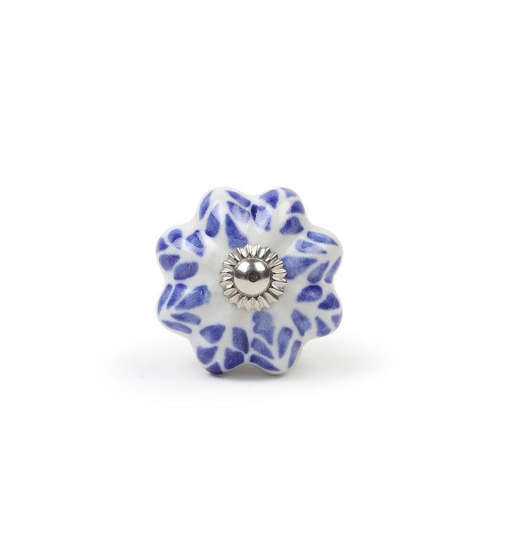 Bleu Flora Blue Ceramic Furniture Knobs Set of 6 view 4