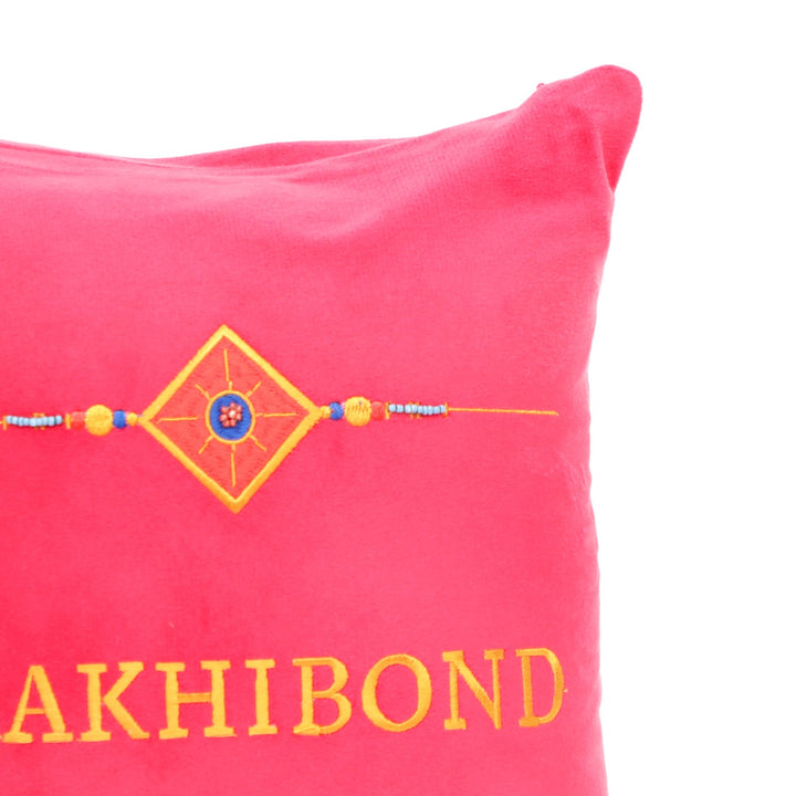 Rakhi Embroidered Velvet Cushion 30 cm, #RAKHIBOND, view 2