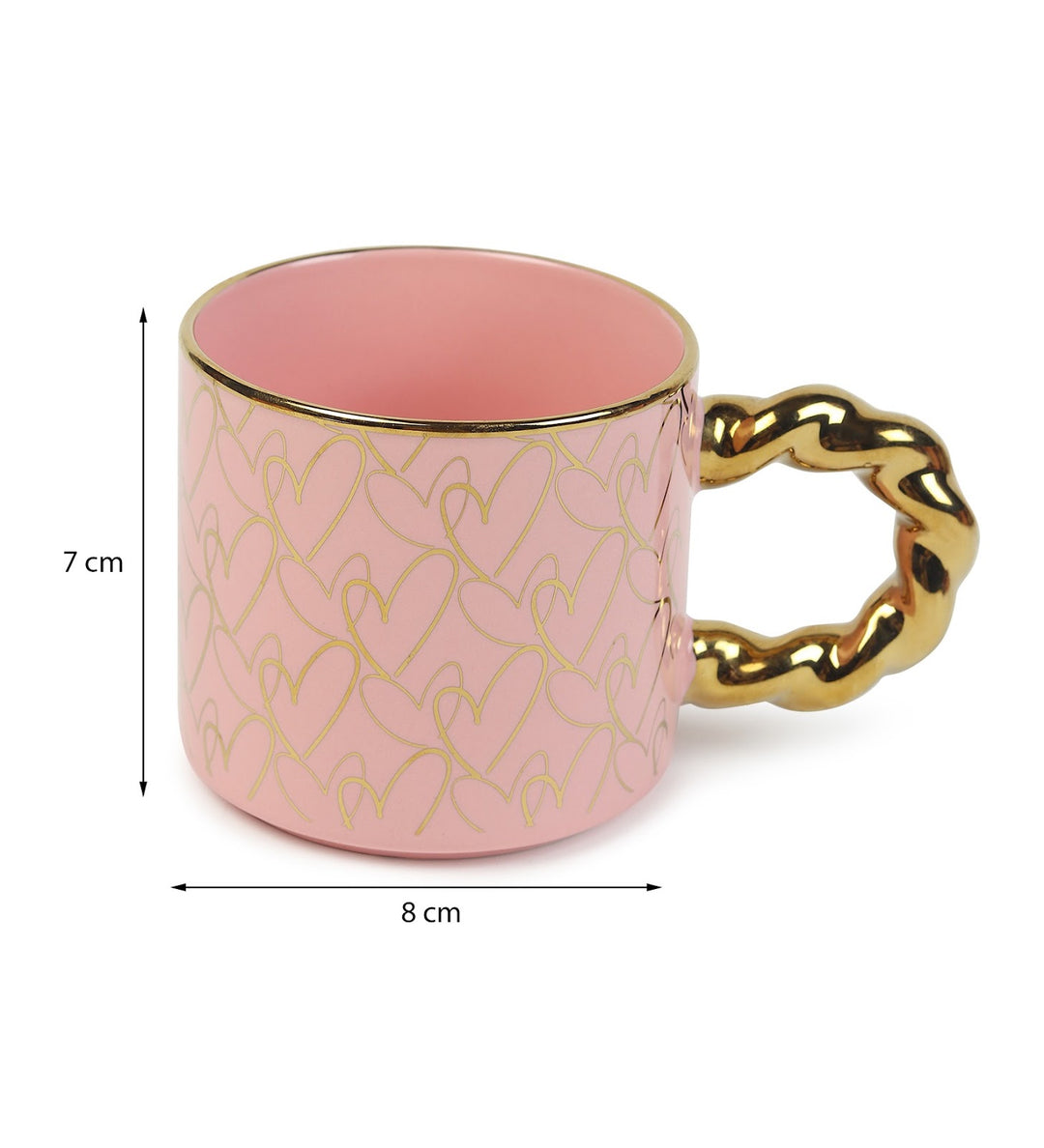 Ceramic Coffee Mug with Gold Line Art and Gold Handle Darcy Pink view 3