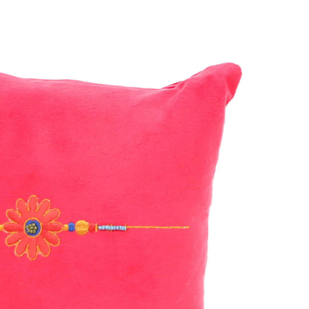 Rakhi Embroidered Velvet Cushion 30 cm, #BROSISLOVE, view 2