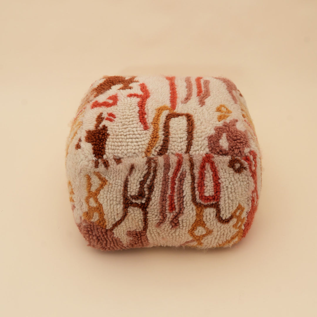 New Zealand Wool Abstract Shag Pouf, View 3